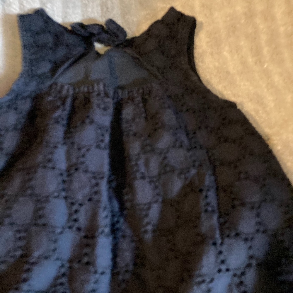 Toddler navy blue eyelet dress